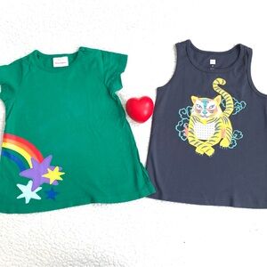 Hanna Andersson and Tea brand Green and Dark Gray Kids Tees Set